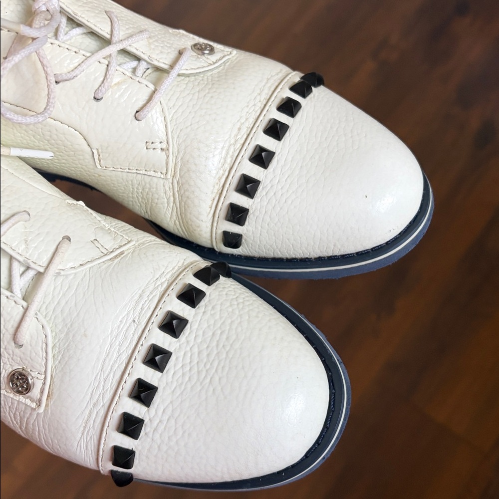 G/FORE Golf Shoes Gallivanter Pebble Leather Stud Cap Toe Shoes white size 9 - Picture 4 of 16